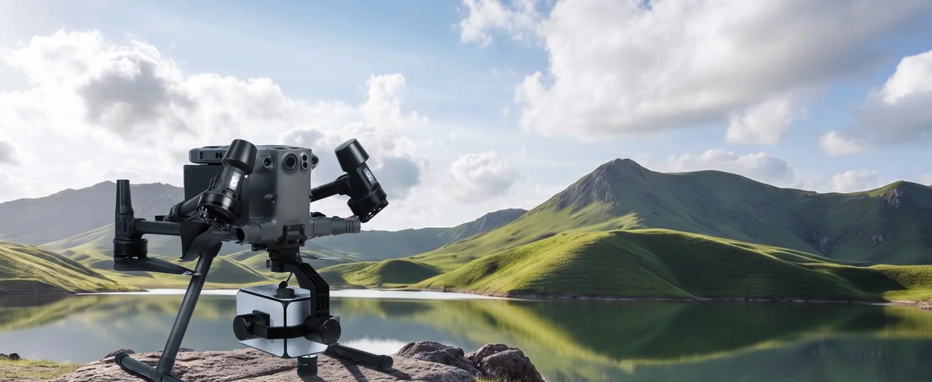 Drone-mounted LiSen Optics hyperspectral imaging system in a mountain landscape