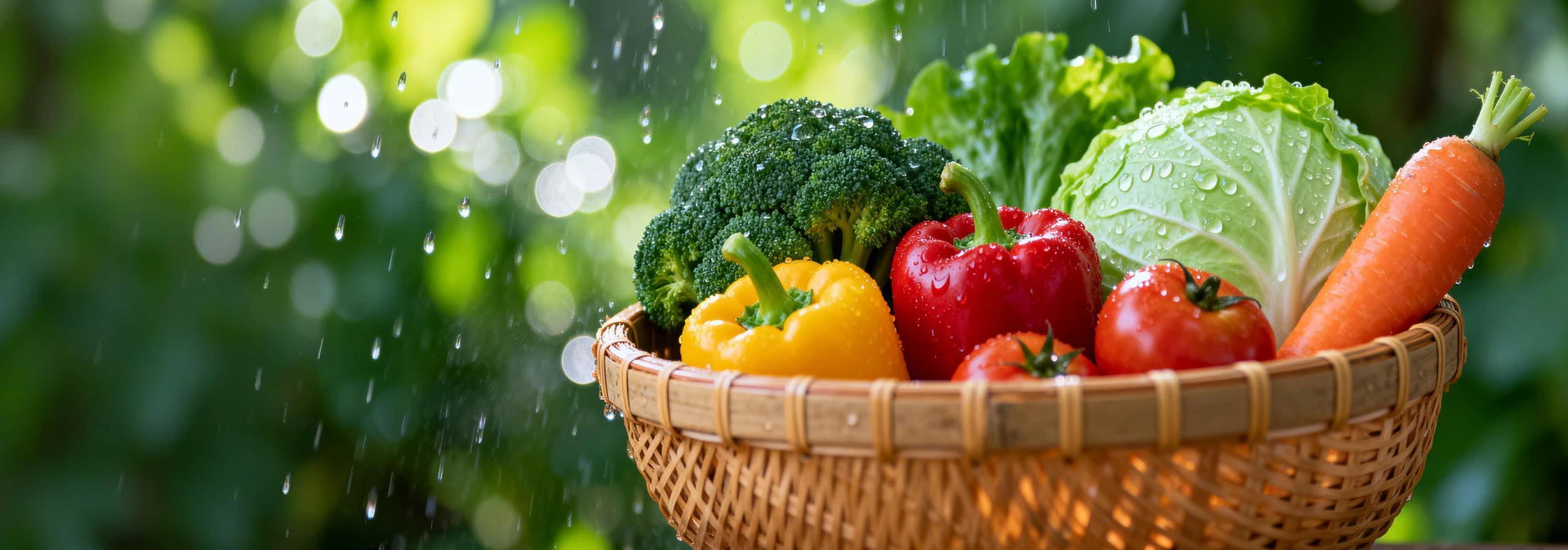 Fresh vegetables in a basket representing agricultural food spectral inspection